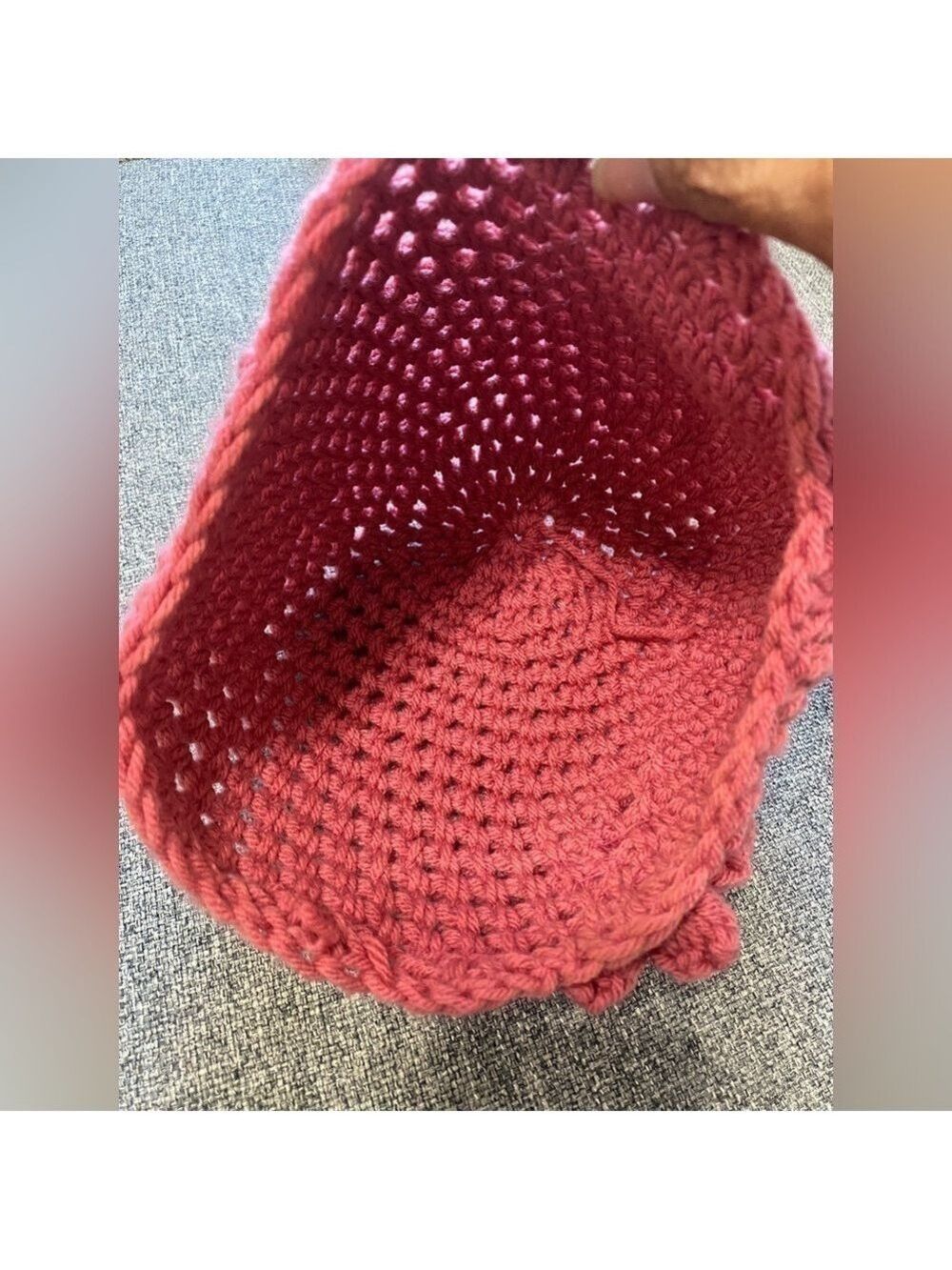 Handmade crochet pink beanie with flower for ladies size medium one of a kind, l - Picture 6 of 6